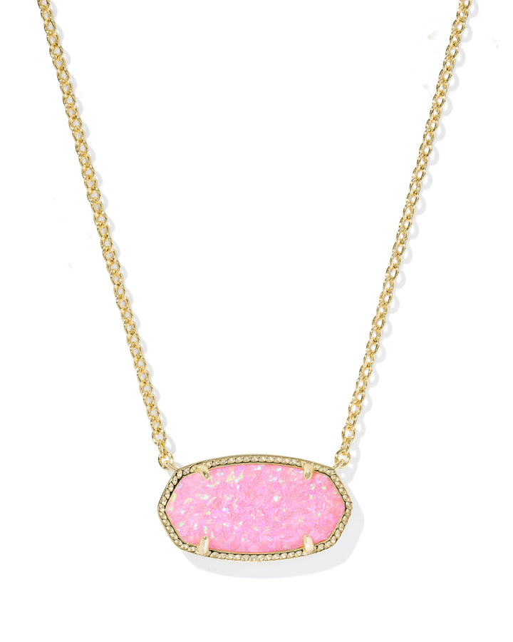 ELISA STATEMENT SHORT PENDANT NECKLACE, GOLD CARNATION KYOCERA OPAL