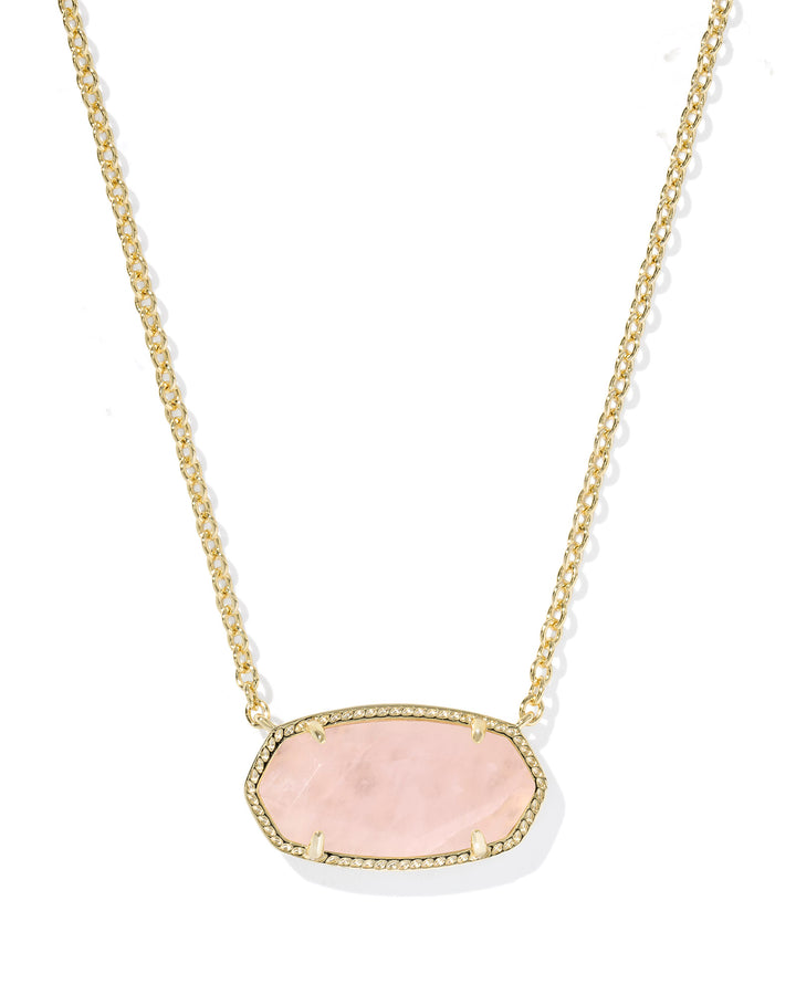 ELISA STATEMENT SHORT PENDANT NECKLACE, GOLD ROSE QUARTZ