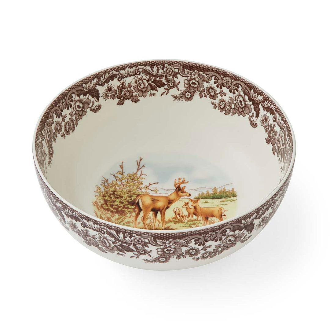 Decorative ceramic bowl with deer design on a white background