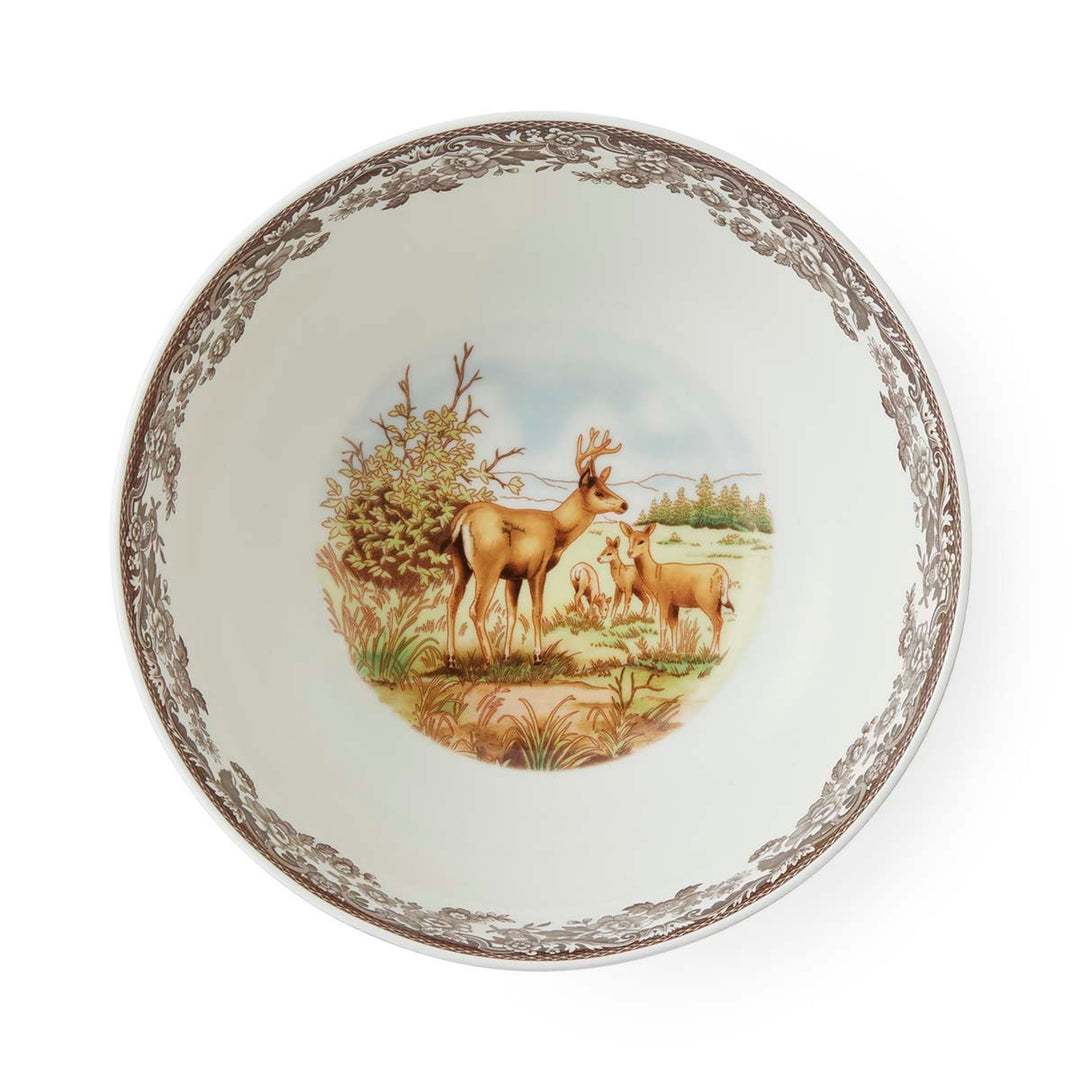 Decorative plate with deer illustration on a white background