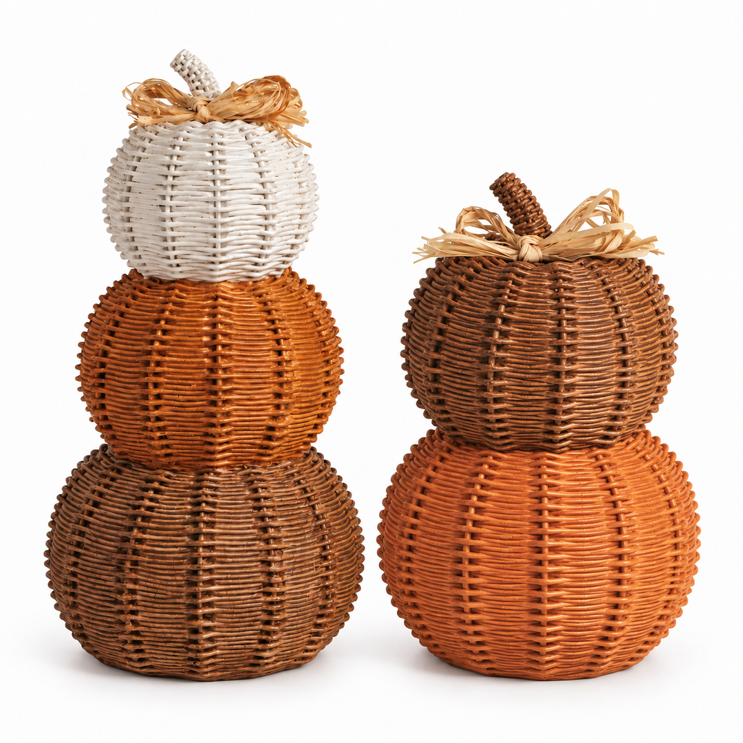 WOVEN RESIN STACKED PUMPKIN