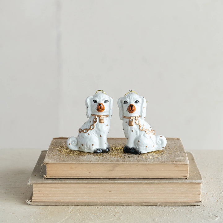 Two staffordshire dogs with gold finishes