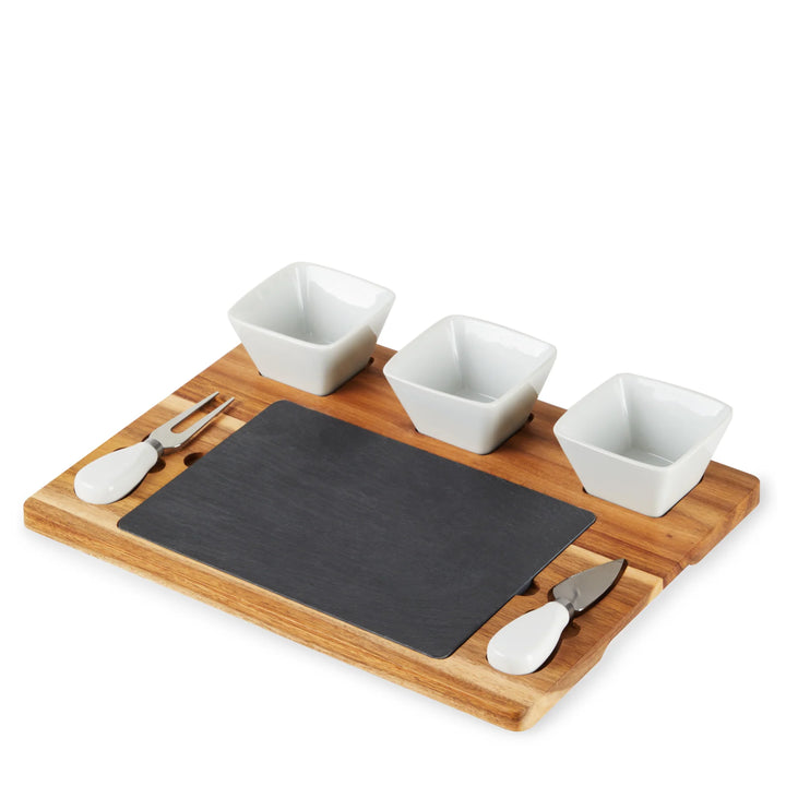 TWINE ACACIA & SLATE CHEESE BAORD WITH CERAMIC BOWLS