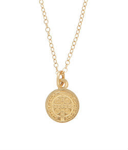 16" NECKLACE GOLD, BLESSING SMALL GOLD CHARM