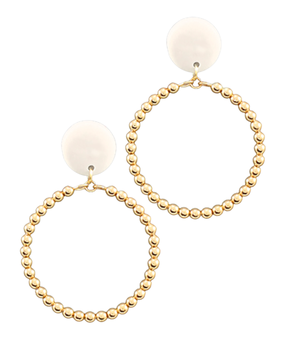 White Clay Disk & Ball Circle Earrings | Walker Boutique