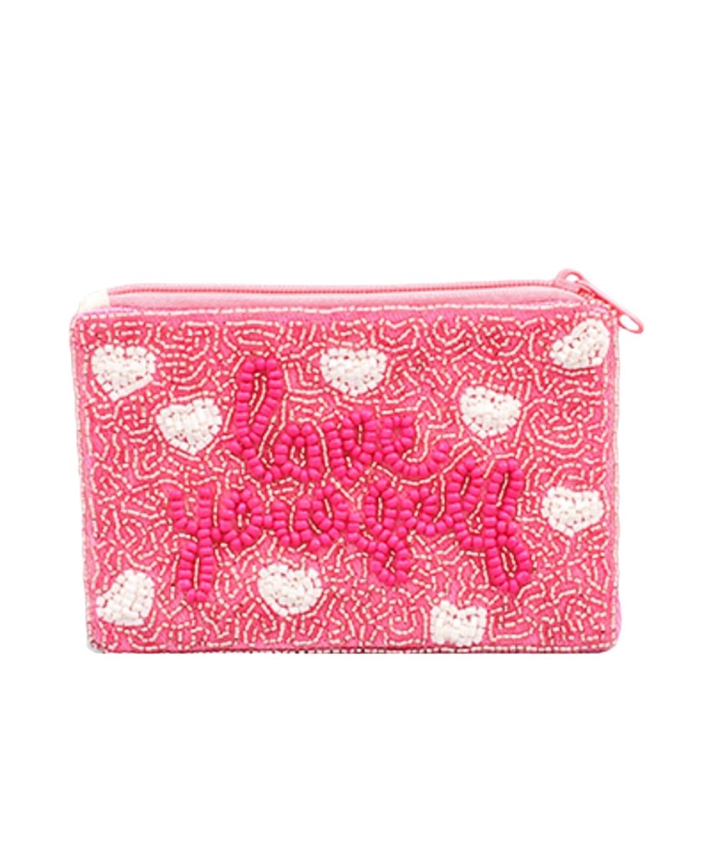 LOVE YOURSELF BEADED COIN POUCH