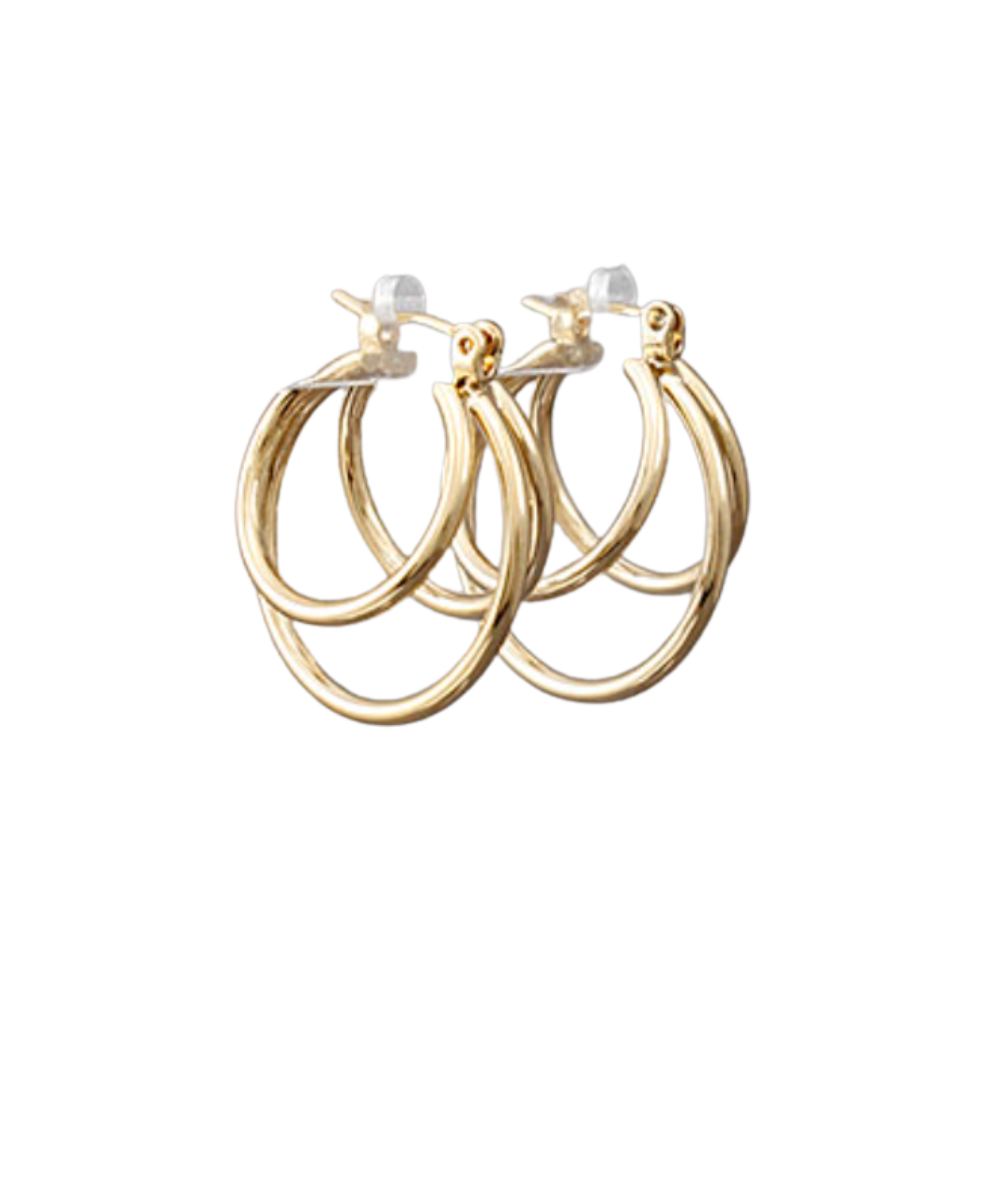 GOLD 3 LAYER HOOPS