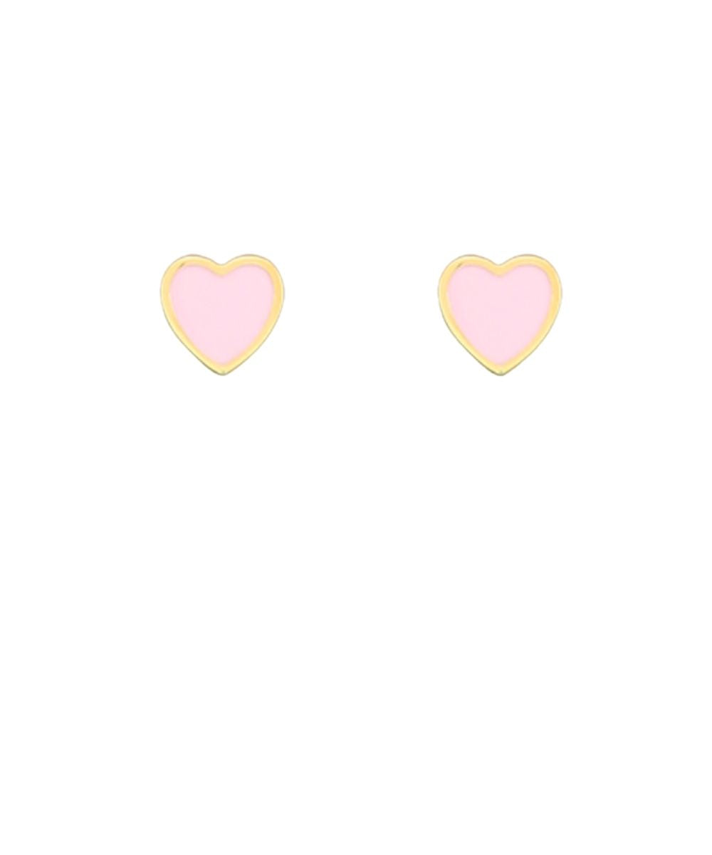 GOLD DIPPED PINK ENAMEL HEART STUDS