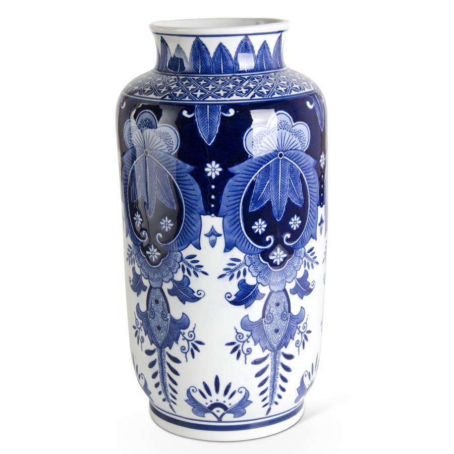 blue and white tall vase