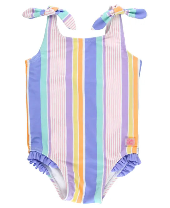 RAINBOW LANE STRIPE TIE SHOULDER ONE PIECE Walker Boutique