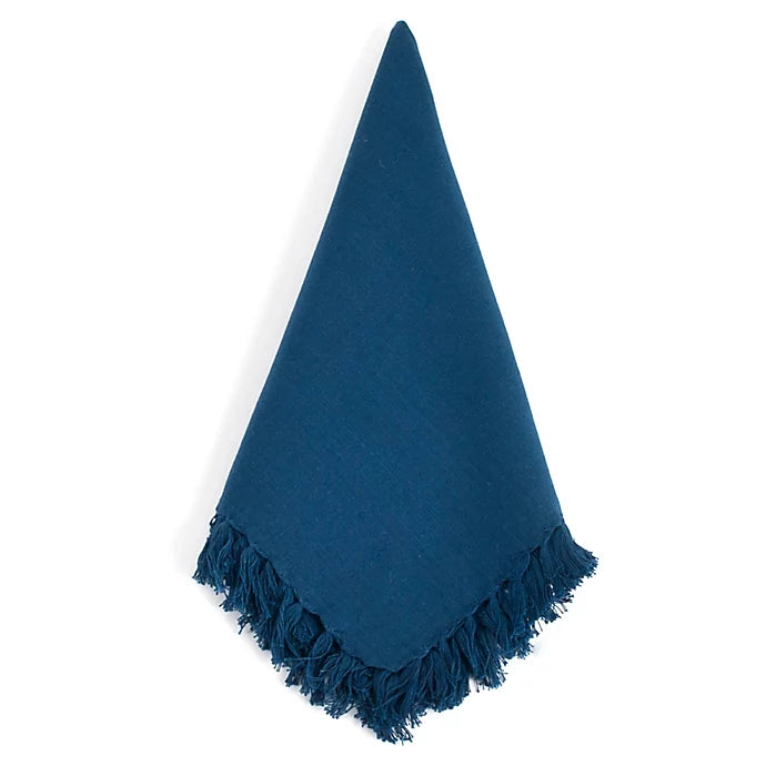 navy blue fringe design napkin