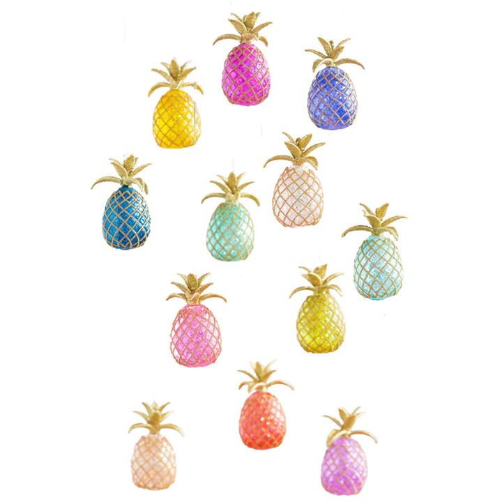 RAINBOW PINEAPPLE GLASS ORNAMENT