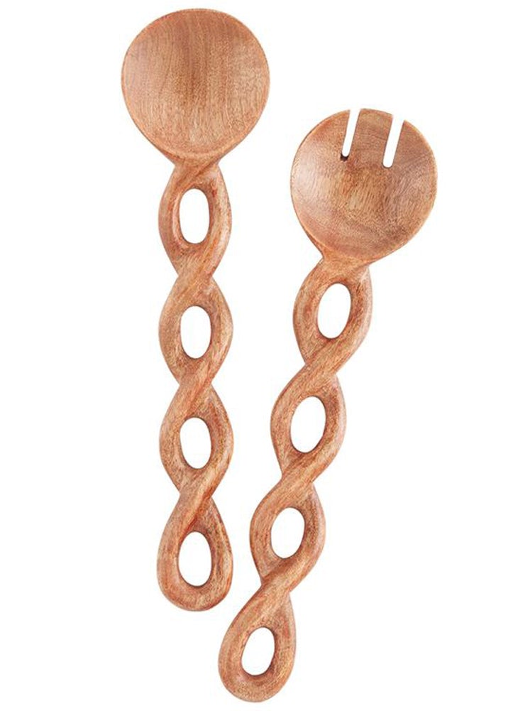 TWISTED WOODEN SALAD SERVERS