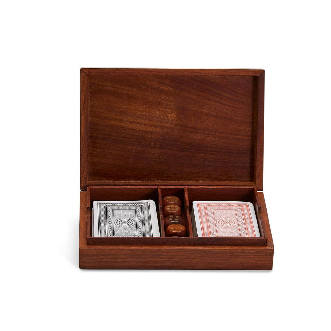 WOOD CRAFTED PLAYING CARD & DICE GAME SET