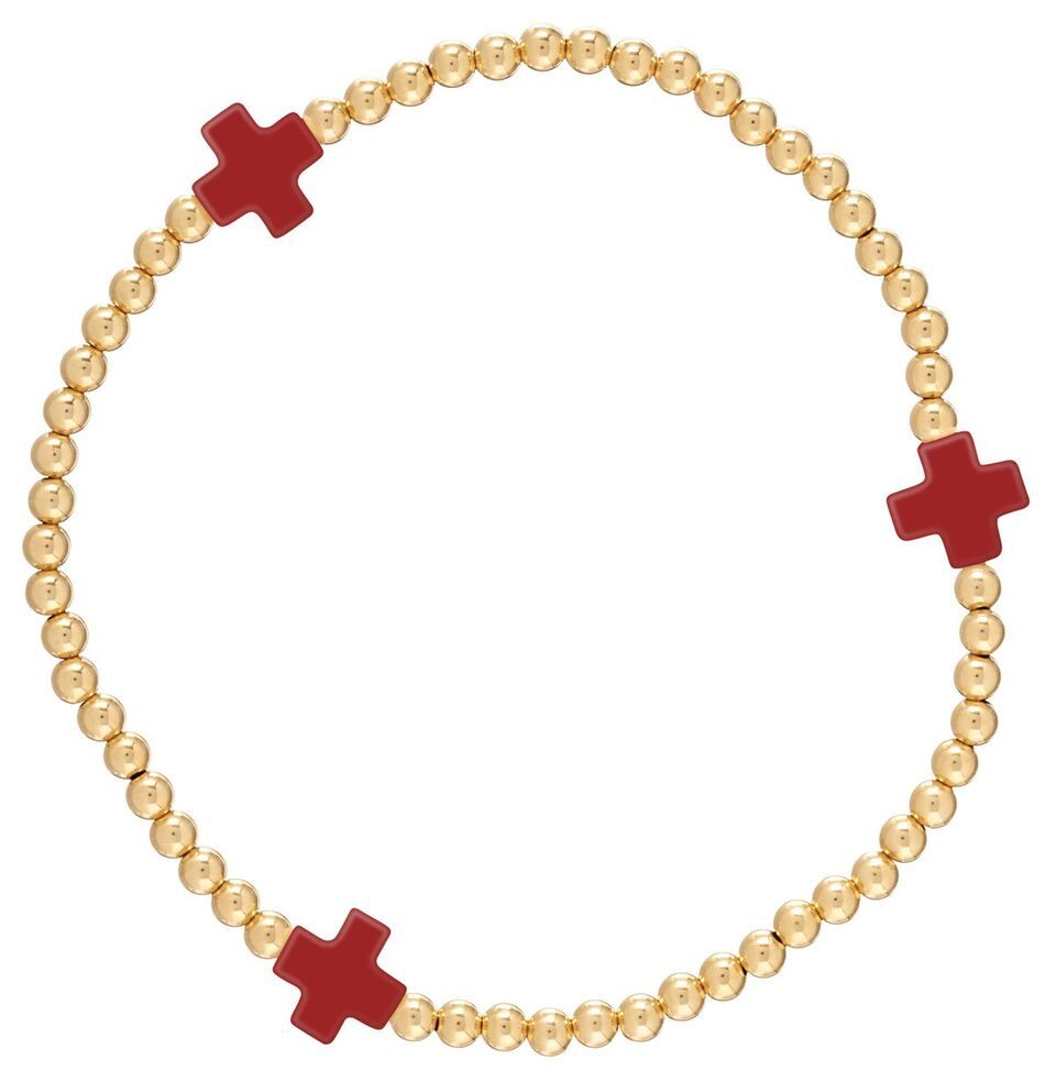 Signature Cross 3Mm Gold Bracelet - Red | Enewton Beaded Jewelry | Walker Boutique