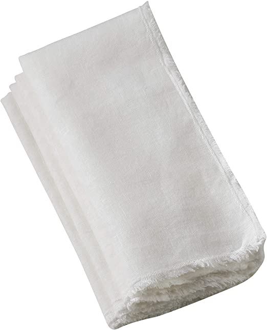 IVORY FRINGED STONE WASHED NAPKIN