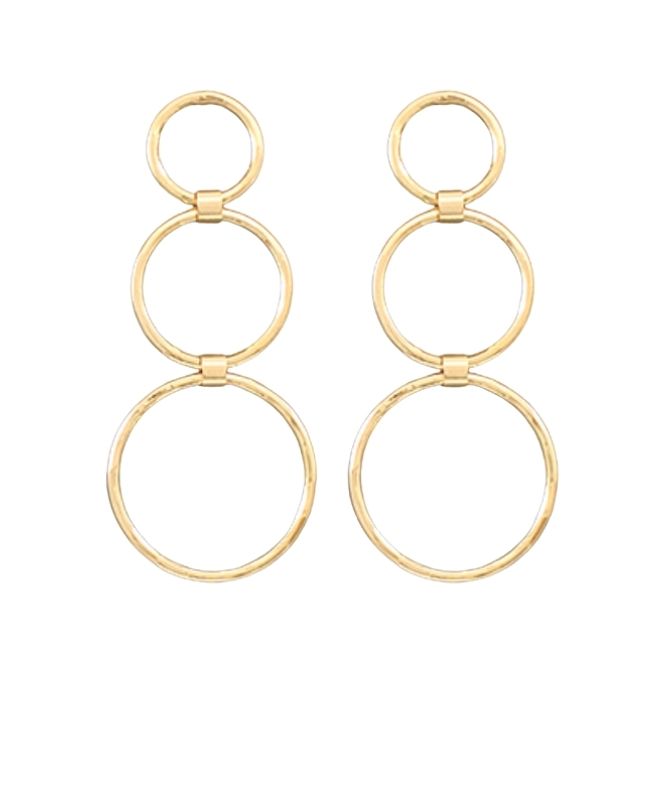Gold 3 Circle Drop Earrings | Walker Boutique