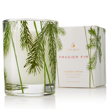 frasier fir pine needle votive candle with boxFRASIER FIR PINE NEEDLE VOTIVE CANDLE