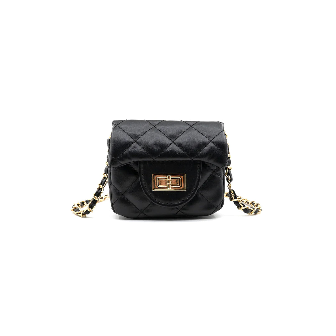 BLACK QUILTED MINI PURSE