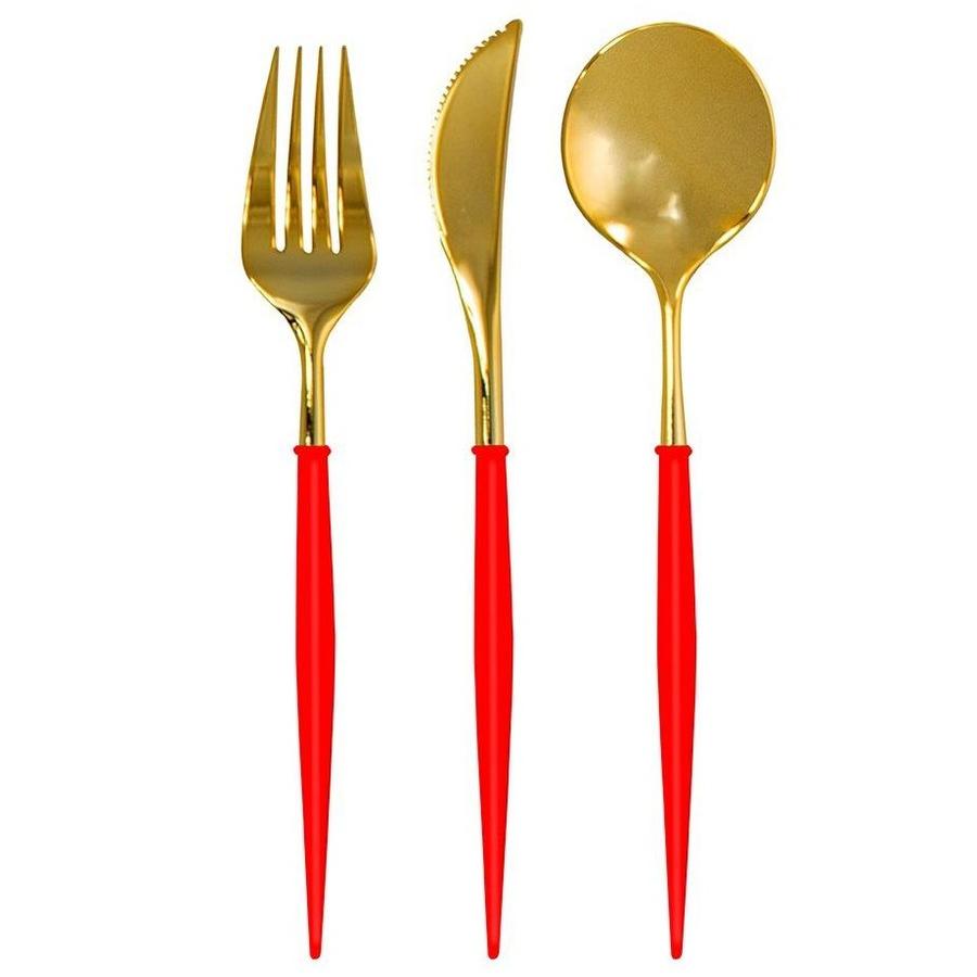 red and gold cutlery