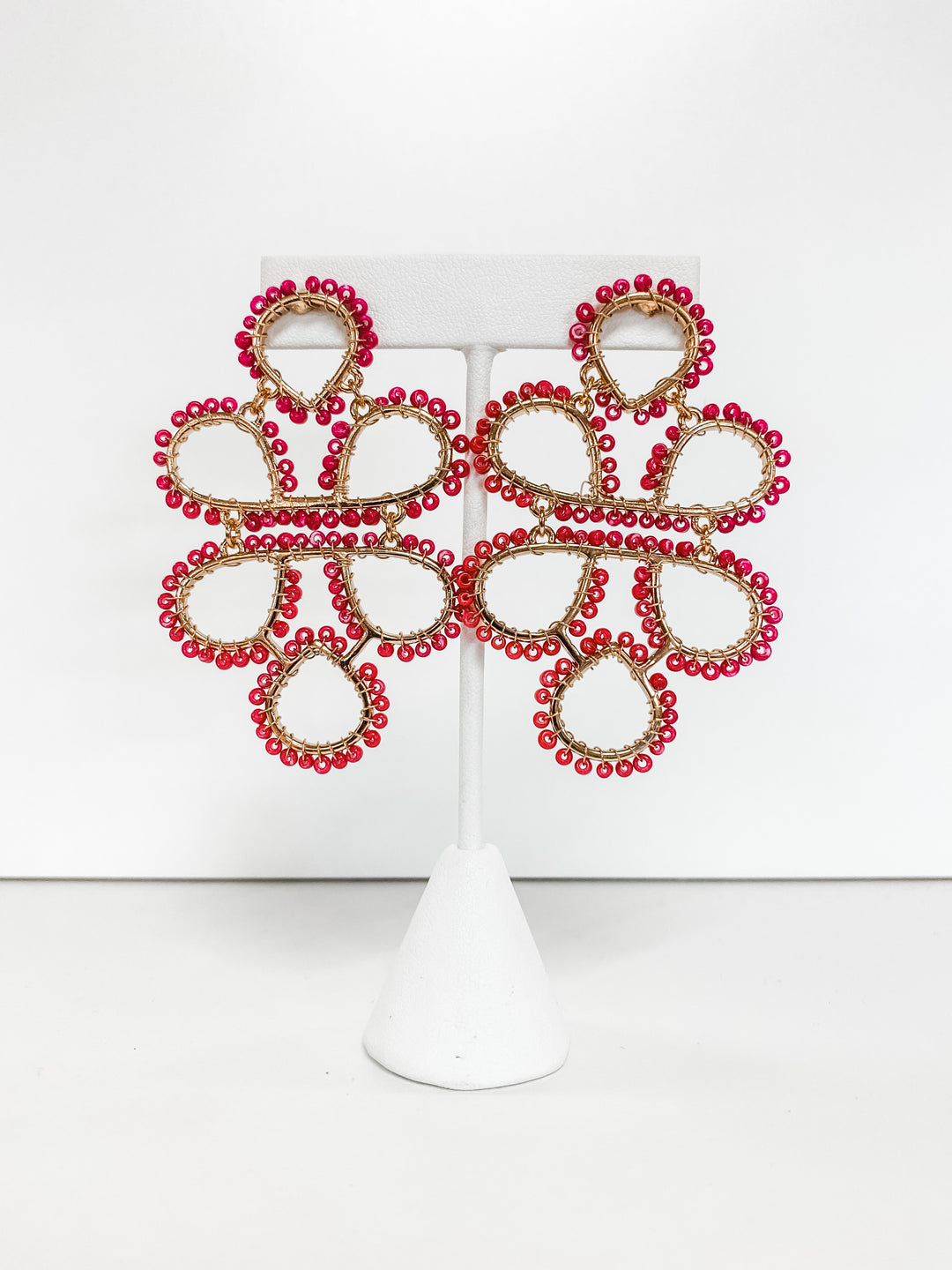 Fuchsia Infinity Knot Seed Bead Earrings | Walker Boutique