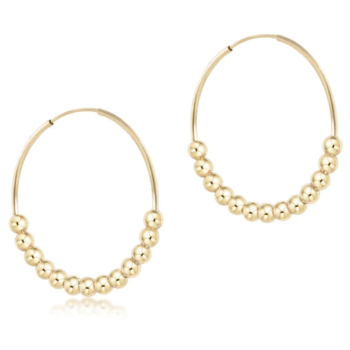 CLASSIC BEADED BLISS 1.25" HOOP, 4MM GOLD