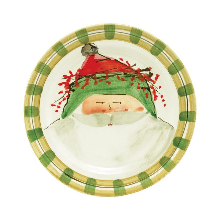 old st. nick dinner plate with green hat