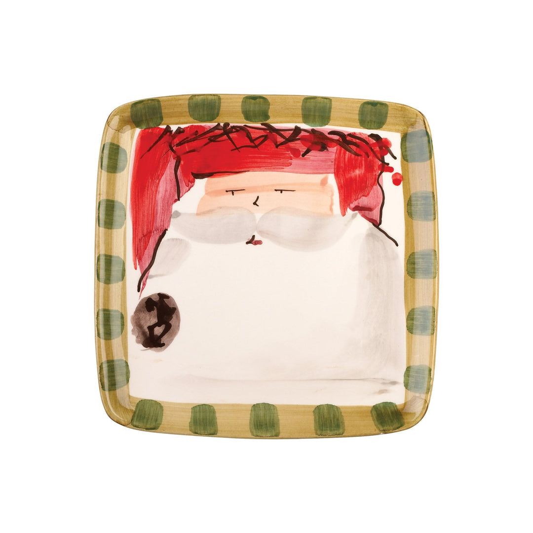 OLD ST. NICK SQUARE SALAD PLATE RED HAT