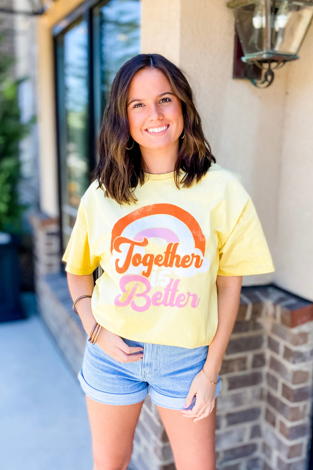 TOGETHER IS BETTER YELLOW GRAPHIC TEE