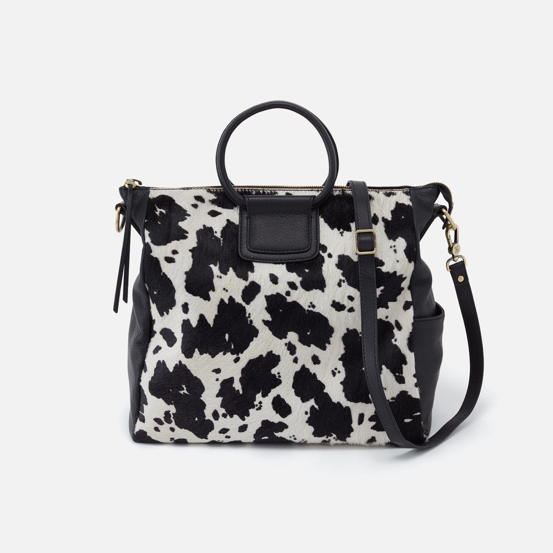 Sheila-Large Satchel, Hair on Hide Cow Print Black and Brown – Hoity Toity