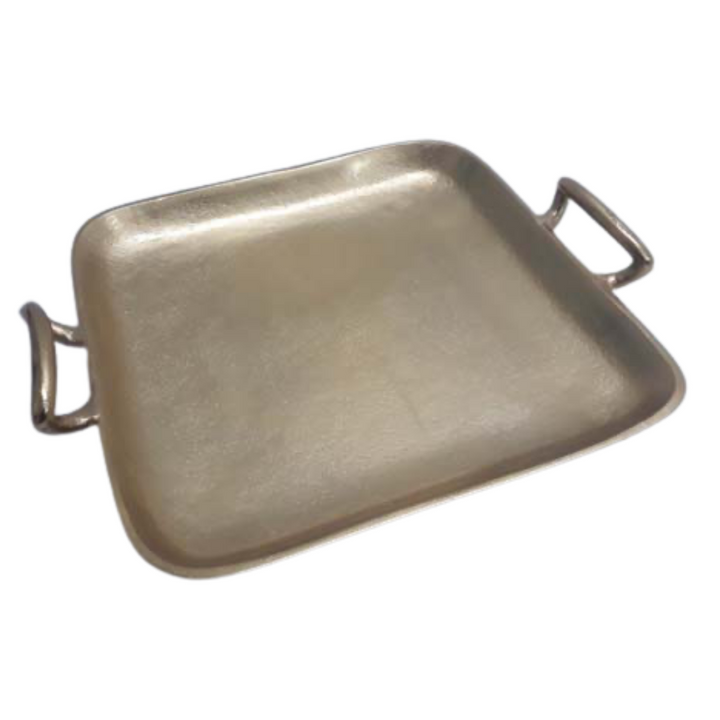 SQUARE TEXTURED TRAY WITH HANDLES