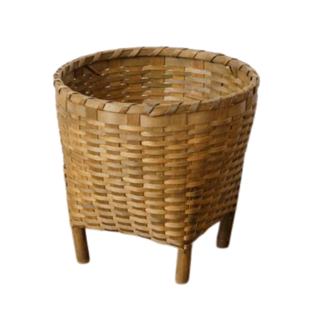 CHIPWOOD BASKET WITH WOODEN LEGS