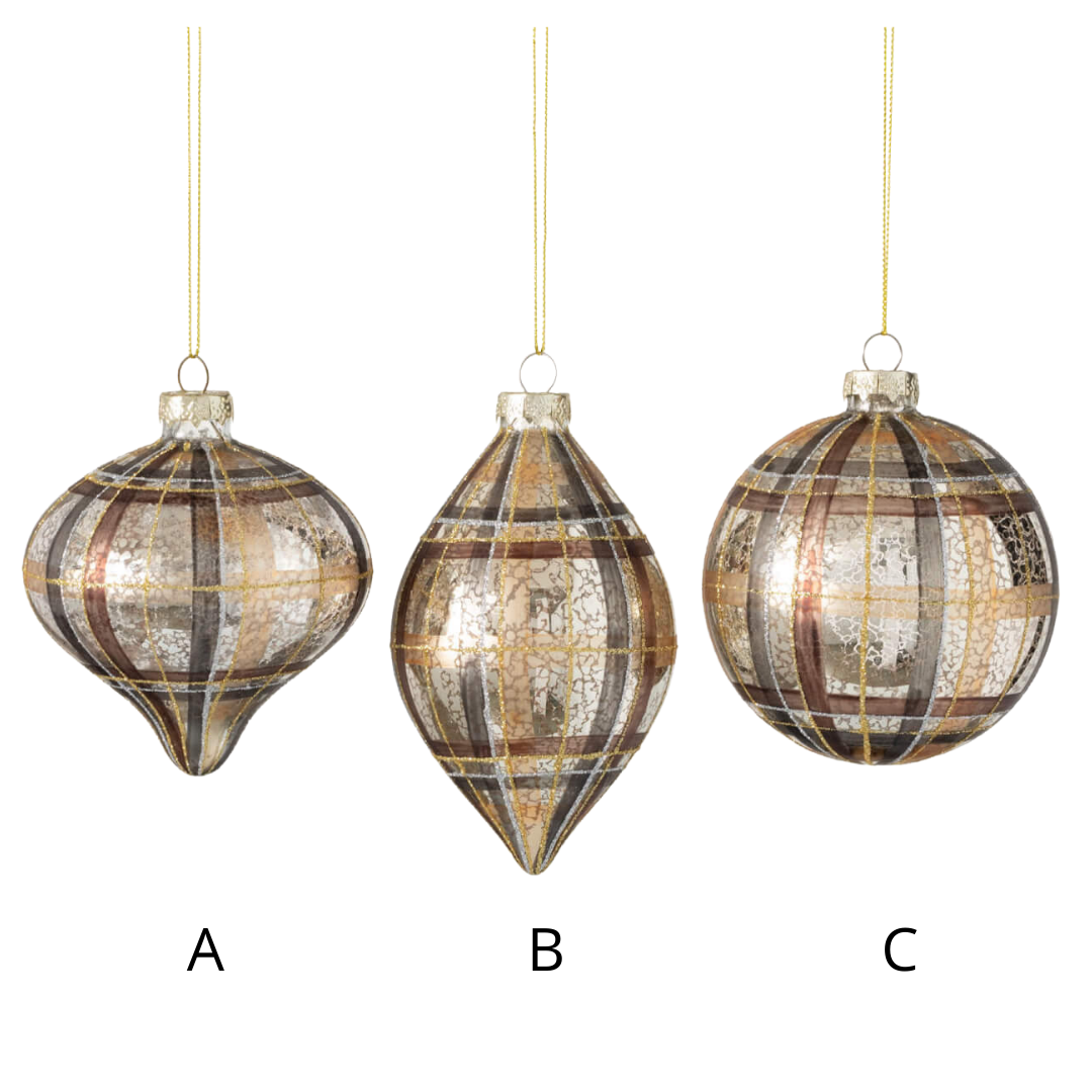 NEUTRAL PLAID ORNAMENT