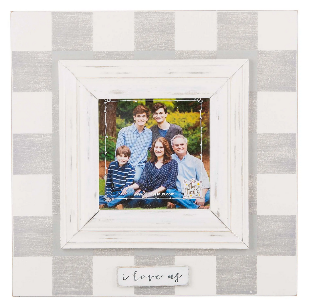 I LOVE US PLAID PICTURE FRAME