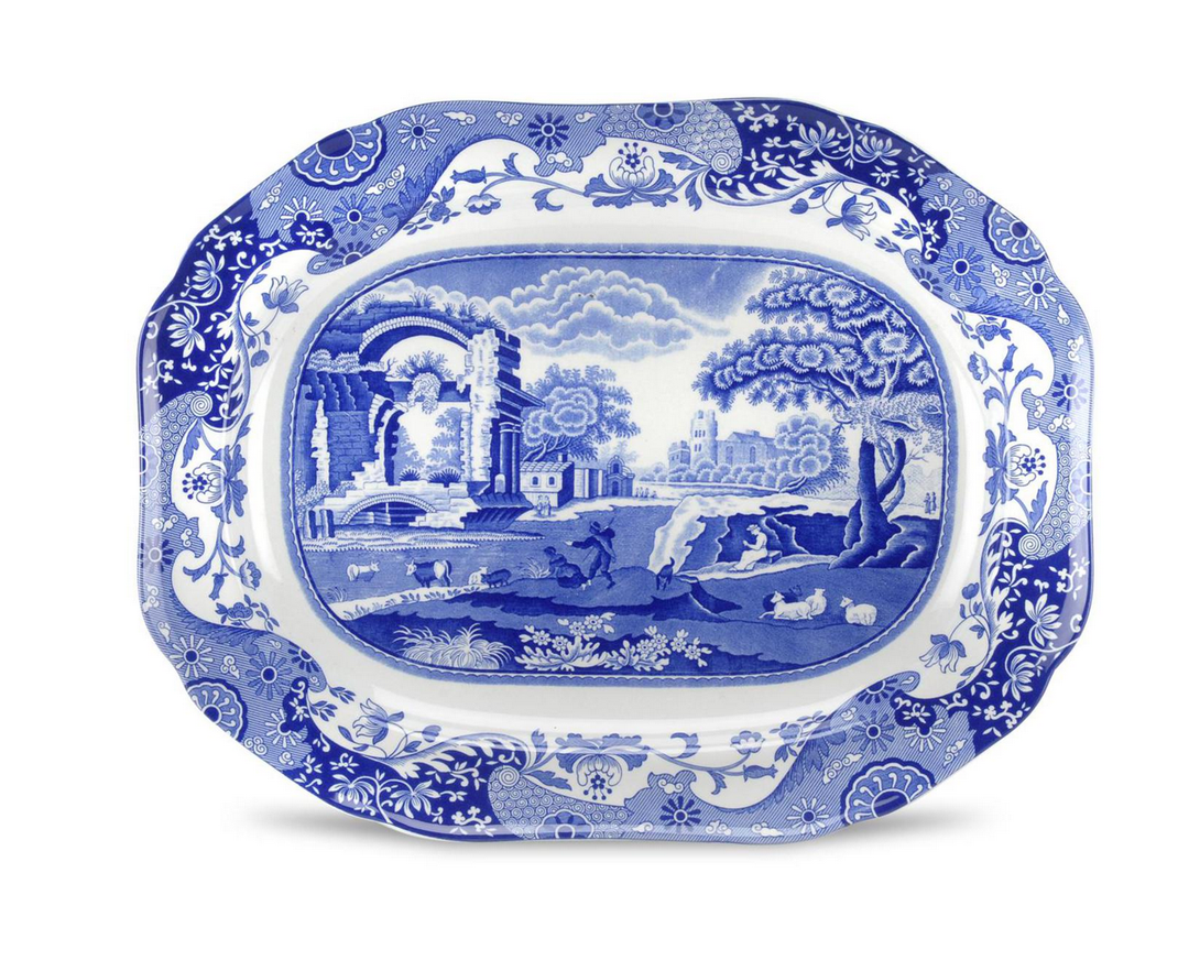 blue Italian medium oval platter