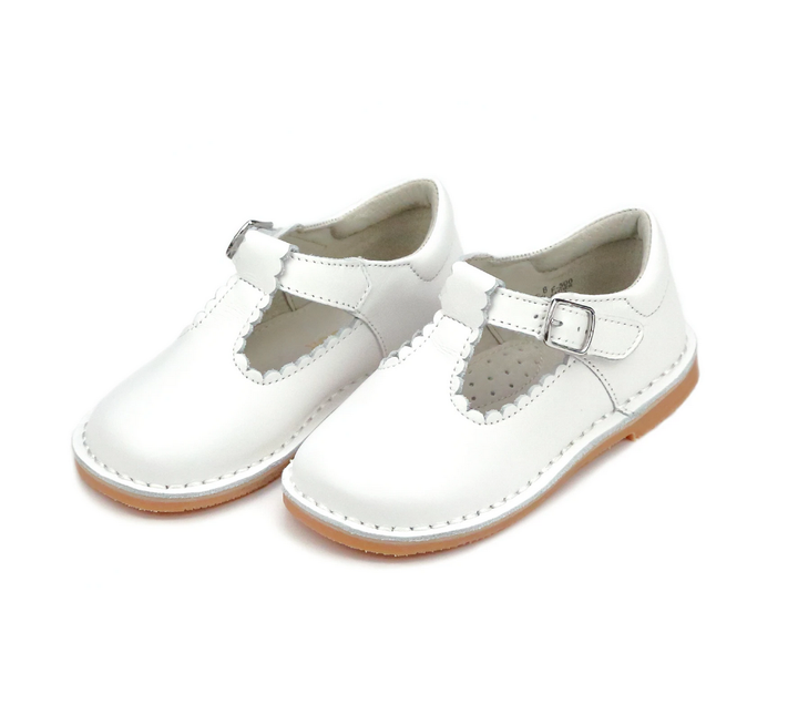 Selina White Scalloped Mary Jane - Toddler Girls Scalloped Dress Shoe - Walker Boutique