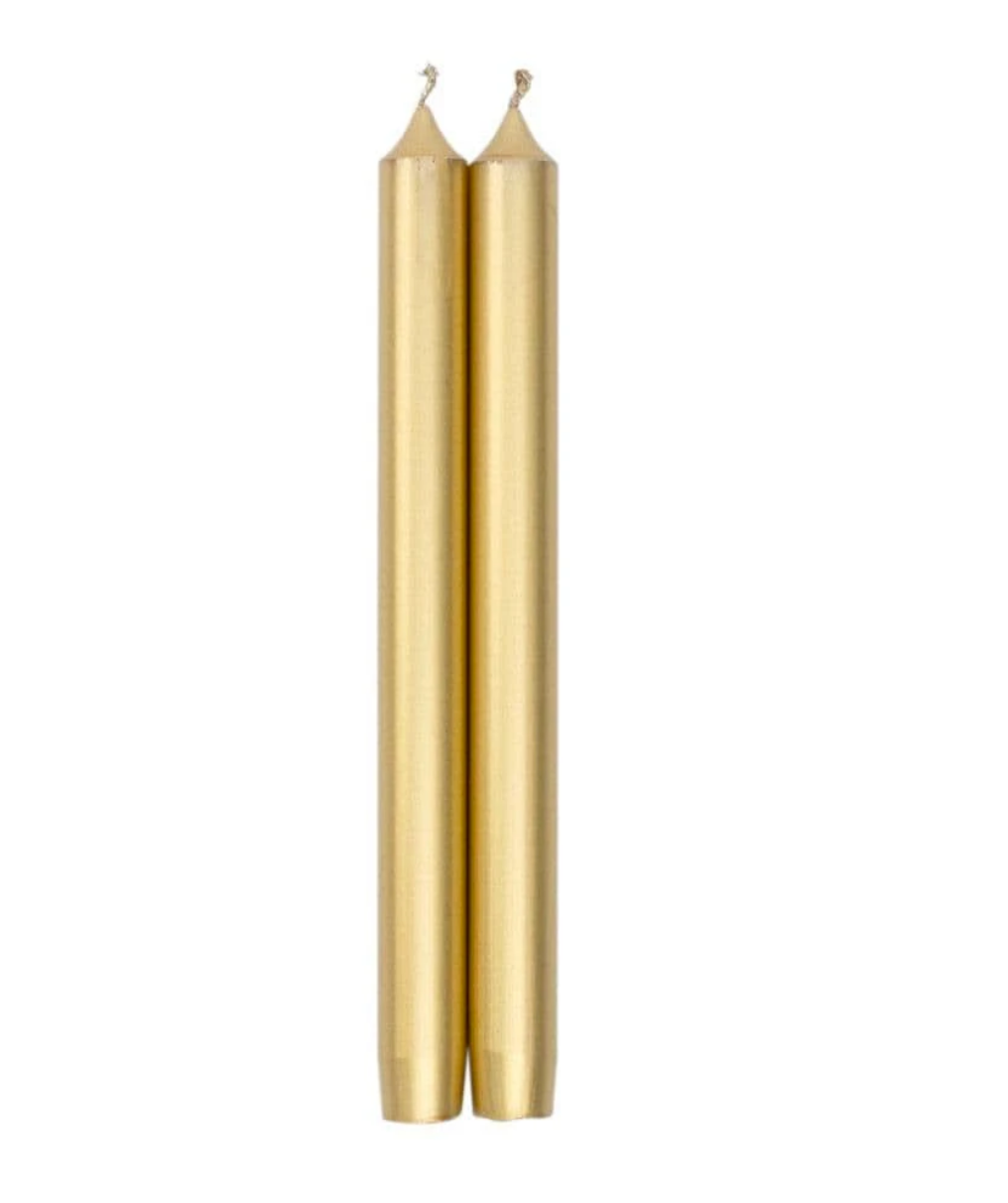 GOLD METALLIC STRAIGHT TAPER CANDLES