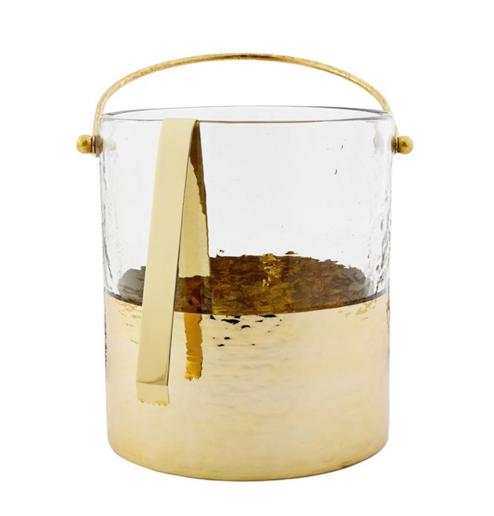 GOLD HAMMERED GLASS ICE BUCKET