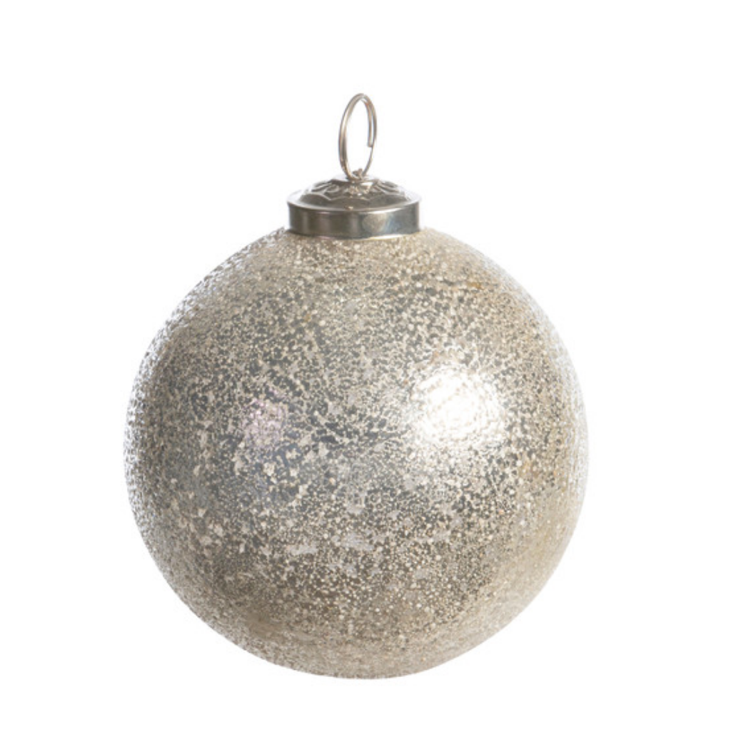 FROSTED ICY SILVER ORNAMENT