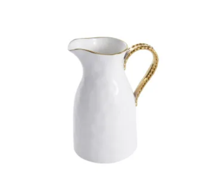 WHITE & GOLD WATER PITCHER