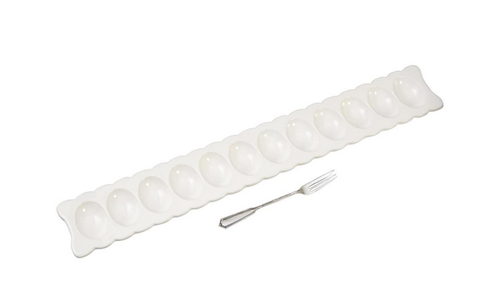 LONG DEVILED EGG TRAY & FORK SET