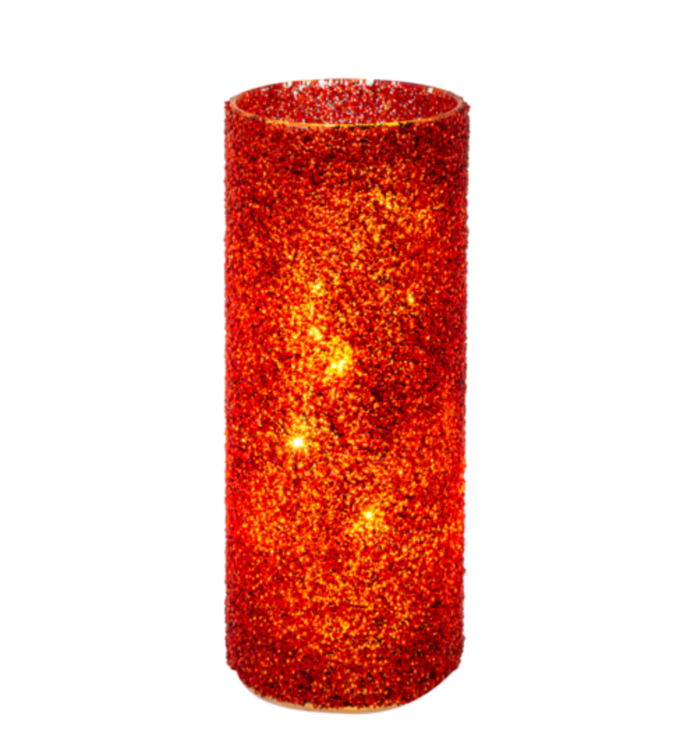 LUXURY LITE LED WAX CRYSTAL PILLAR CANDLES RED 3X8