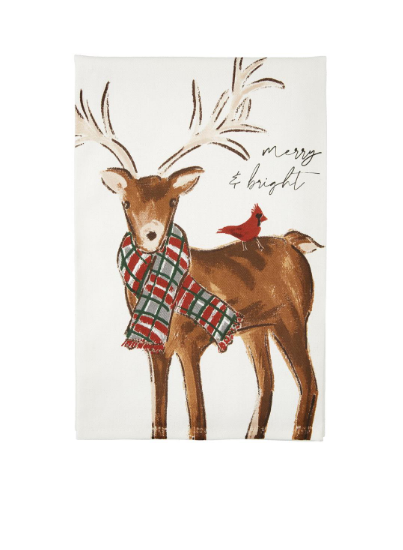 merry and bright reindeer towel