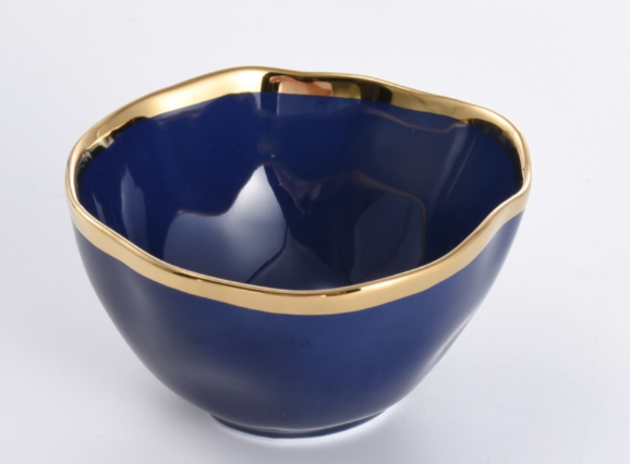 BLUE AND GOLD SNACK BOWL