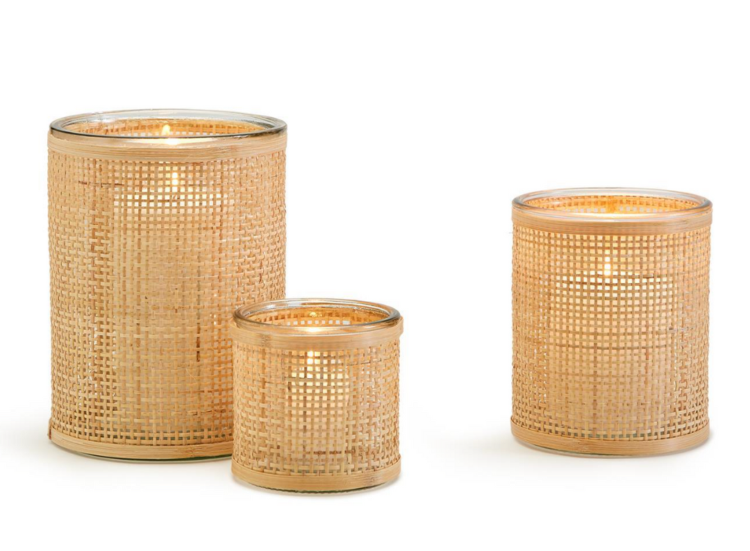 WEAVED RATTAN WRAPPED CACHEPOT