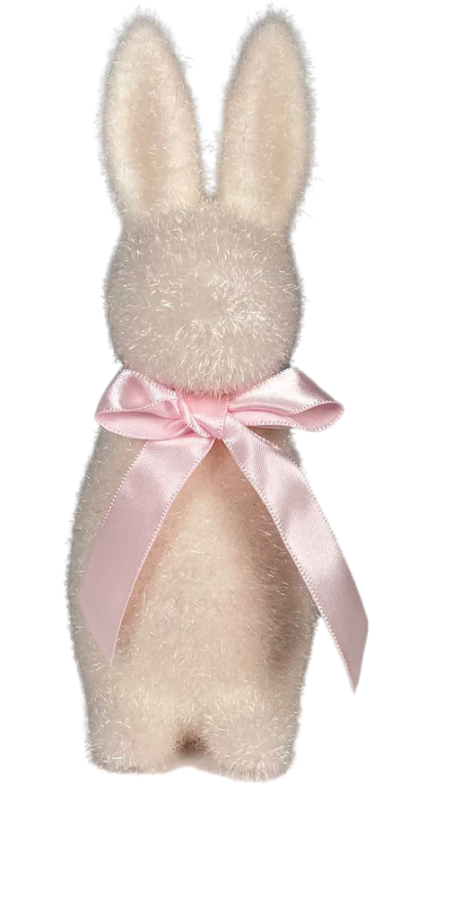 SMALL FLOCKED BUTTON NOSE BUNNY