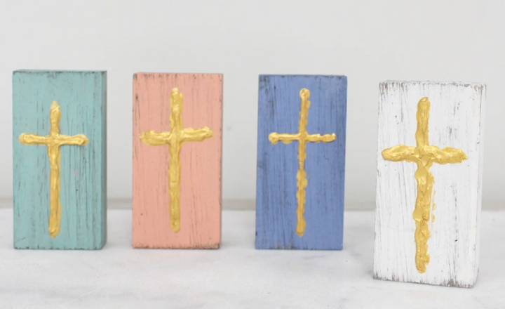 2X4" GOLD CROSS WOOD BLOCK