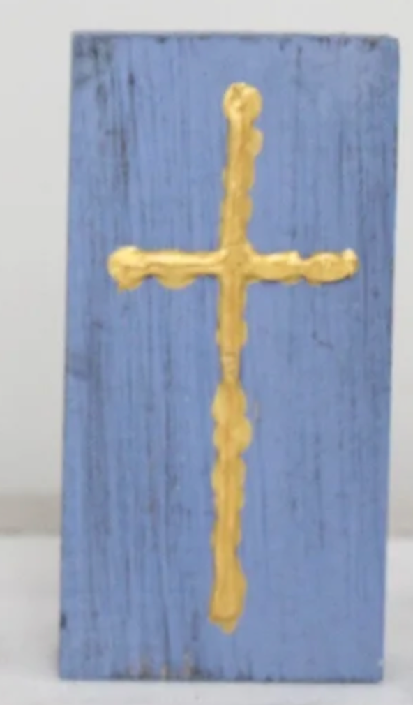 2X4" GOLD CROSS WOOD BLOCK