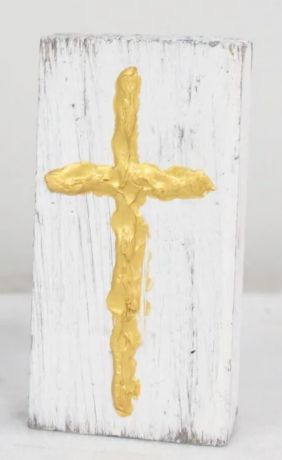 2X4" GOLD CROSS WOOD BLOCK