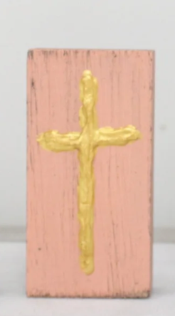 2X4" GOLD CROSS WOOD BLOCK